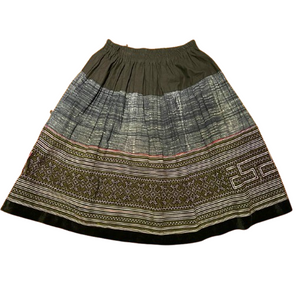 Hilltribe Vintage Fabric Skirt Denim Olive 58cm