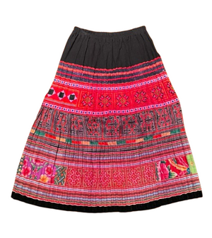 Hilltribe Vintage Fabric Skirt Fuschia 72cm
