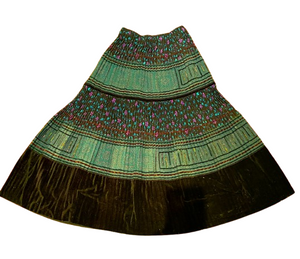 Hilltribe Vintage Fabric Long Skirt Teal 82cm