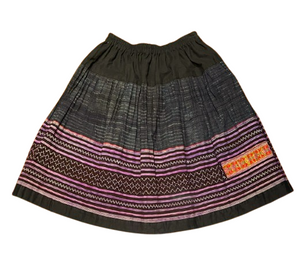 Hilltribe Vintage Fabric Skirt Navy Denim and Purple 58cm