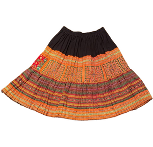 Hilltribe Vintage Fabric Skirt Orange 53cm