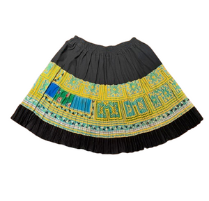 Hilltribe Vintage Fabric Tweeny Mini Skirt Blue Green 42cm