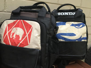 Upcycled Honda and Cement Bag Small Backpack