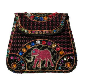 Embroidered Elephant Shoulder Bag