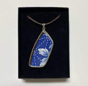Vintage Porcelain and Sterling Silver Pendant
