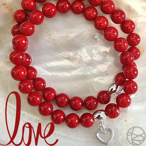 LOVEbomb Red Shell Based Bead Bracelet
