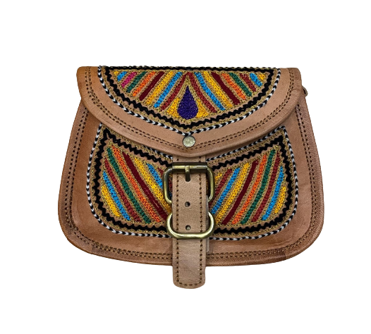 Leather Matka Kasida Style Shoulder Bag 5 x 7