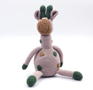 Organic Cotton Giraffe Rattle Green
