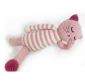 Cotton Sleeping Kitten Rattle Pink