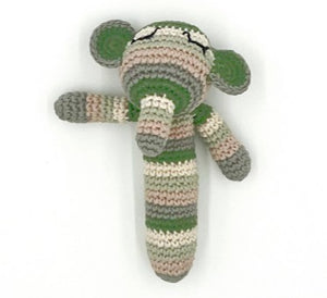 Organic Cotton Elephant Stick Rattle