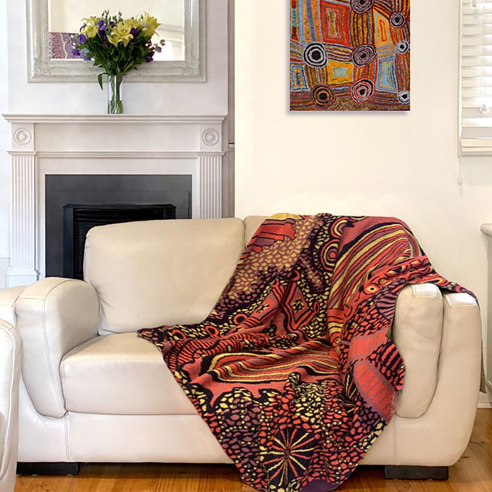 Knitted Cotton Throw - Damien & Yilpie Marks