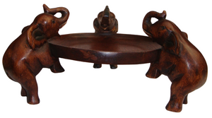 Wooden 3 Elephant Tray handcarved