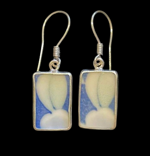 Vintage Japanese Porcelain Green Petal Earrings