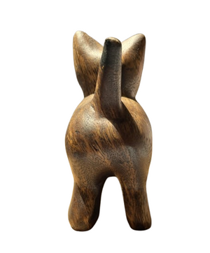 Fair Trade Wooden Standing Brown Cat 10cm