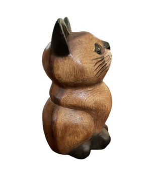 Fair Trade Wooden Sitting Cat 16cm