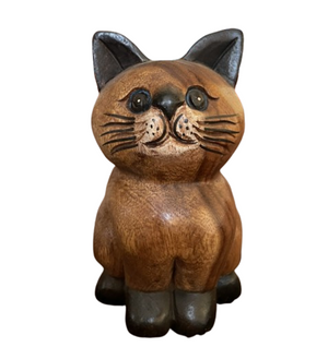 Fair Trade Wooden Sitting Cat 16cm