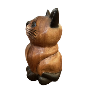 Fair Trade Wooden Sitting Cat 16cm