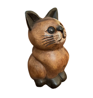 Fair Trade Wooden Sitting Cat 16cm