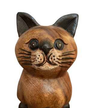 Fair Trade Wooden Sitting Cat 16cm