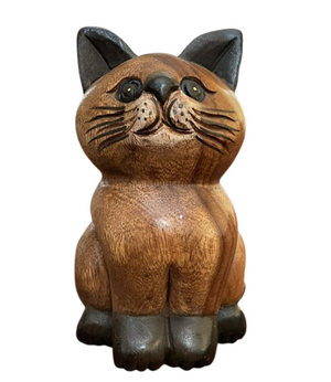 Fair Trade Wooden Sitting Cat 16cm