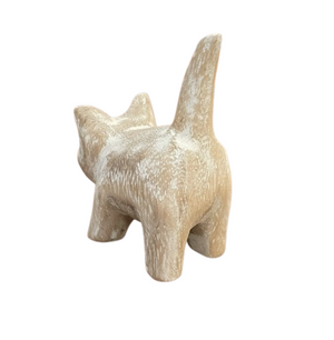 Fair Trade Wooden Standing White Cat 10cm