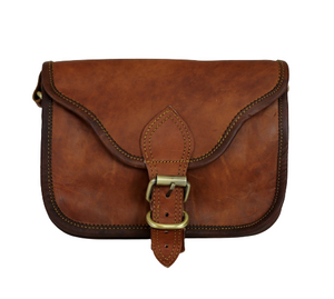 Leather Square Trifold Buckle Shoulder Bag