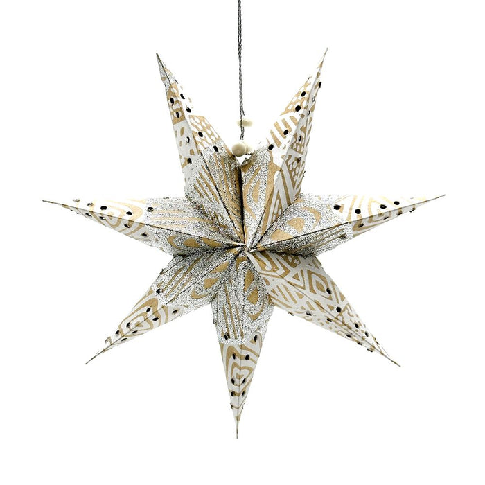 Christmas Kraft Glitter Star Decoration SIT179