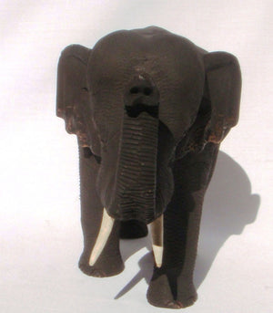 Teak Wooden Elephant Trunk Up 18cm long