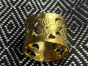 Flower Cut Out Brass Ring made from Bombshells and Bullets in Cambodia