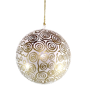 Lacquerware Christmas Ball Decoration White NPG937