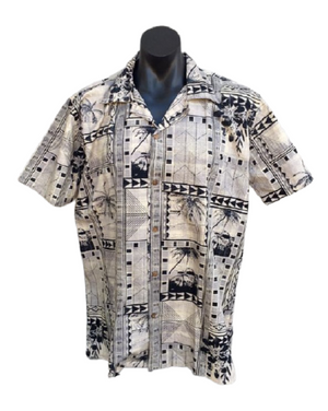 Vintage Hawaiian Fabric Man Shirt  2XL