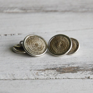 Cufflinks - Sterling silver & woven sisal disks