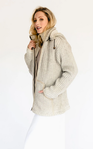 Fair Trade 100% Wool Zip Up Jacket Beige