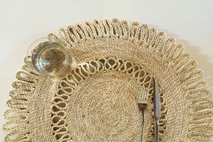 Our round placemats are handwoven from jute to add that understated chic beach vibe to your dinner sets.  Jute placemat. Table Mat. Natural placemat. Woven placemat.