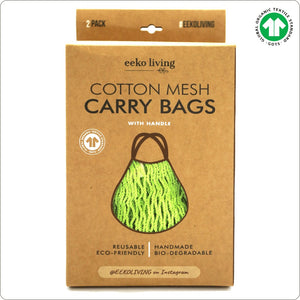 Organic GOTS Cotton Reusable Grocery Bag Long Colour 2 pack