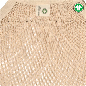 Organic GOTS Cotton Reusable Grocery Bag Short Natural 2 pack