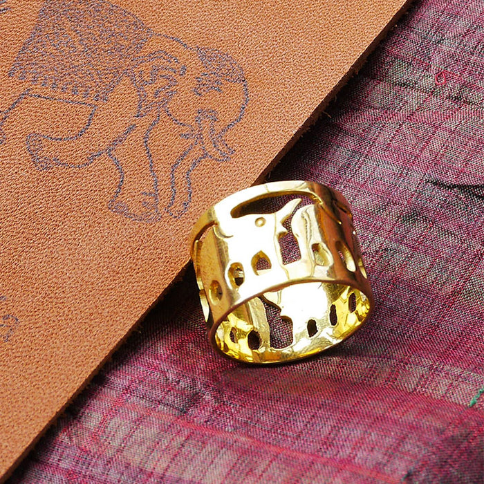 Three Elephants Brass Ring made from Bombshells and Bullets in Cambodia