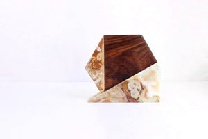 Onyx and Wood Platter with Stand