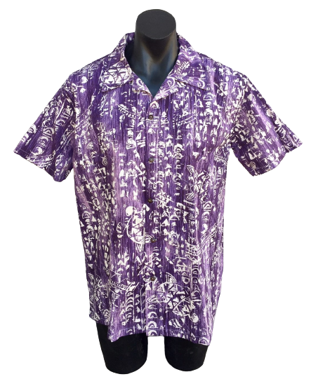Vintage Hawaiian Fabric Man Shirt Large