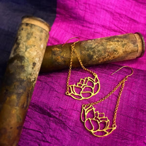 Lotus Flower Earings made from Bombshells and Bullets in Cambodia