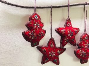 Beaded Red  Star Tree Decoration