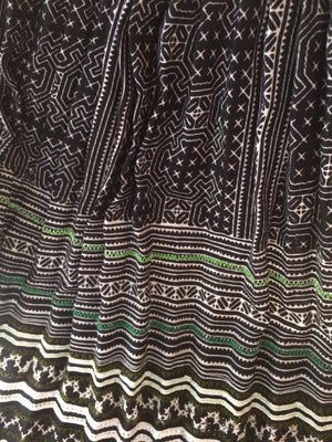 Hilltribe Vintage Fabric Skirt Black and Olive