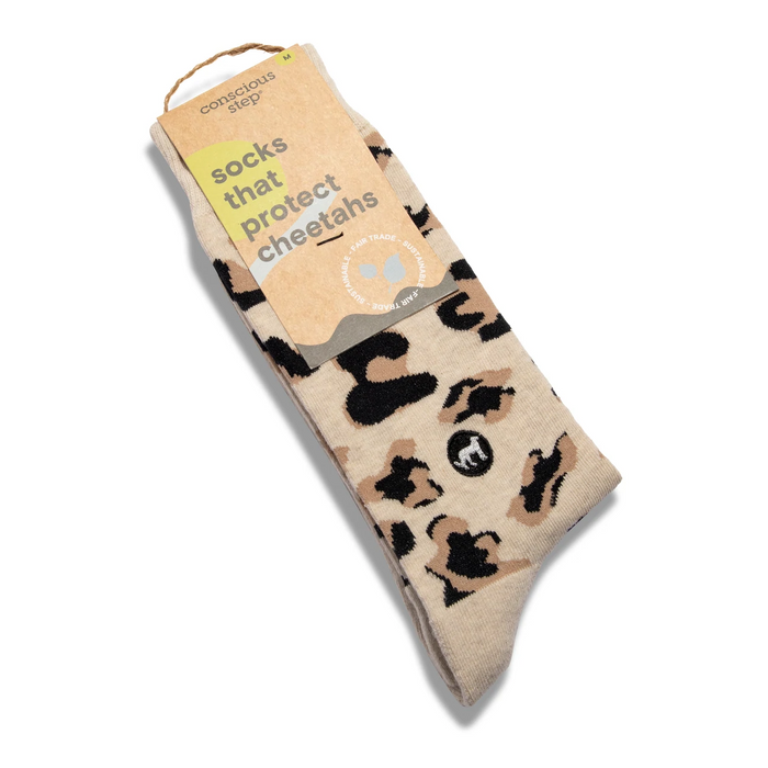 Conscious Step Socks That Protect Cheetahs White