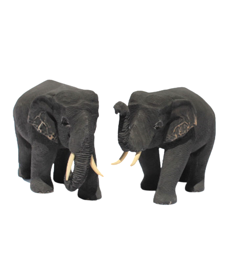 Teak Wooden Elephant Walking Pair 18cm long