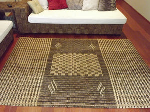 Tribal Bark and Rattan Floor Mat