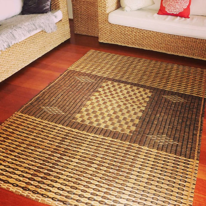 Tribal Bark and Rattan Floor Mat