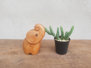 Wooden Baby Elephant Trunk Up