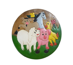 Wooden Kids Stool Farmyard Animals