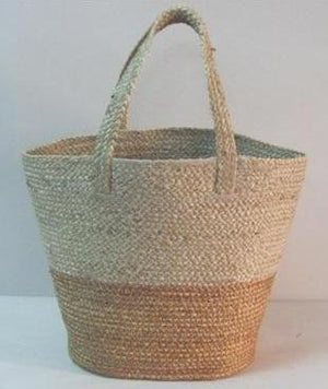 Two-tone Jute And Cotton Bag At Home